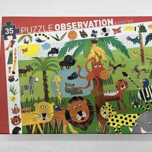 Djeco Observation Puzzle - Jungle Animals, 35 pieces Search & Find EUC